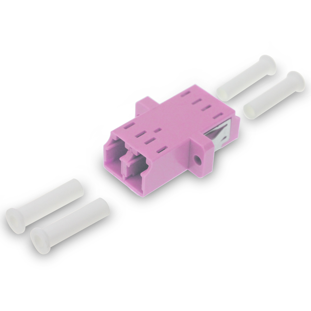 OM4 LC duplex fiber optic flange